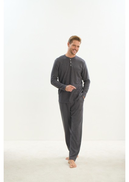 Erkek Uzun Kol Antrasit Pijama Takım C2T4N5O9