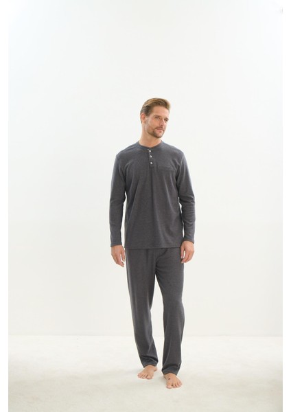 Erkek Uzun Kol Antrasit Pijama Takım C2T4N5O9
