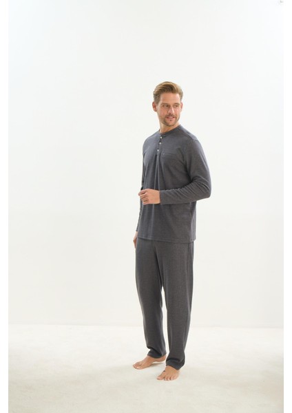 Erkek Uzun Kol Antrasit Pijama Takım C2T4N5O9
