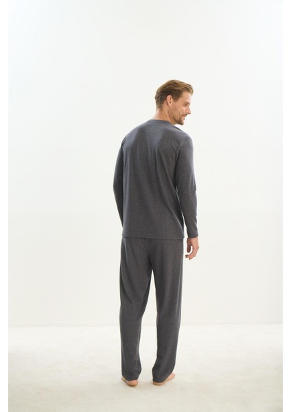 Erkek Uzun Kol Antrasit Pijama Takım C2T4N5O9