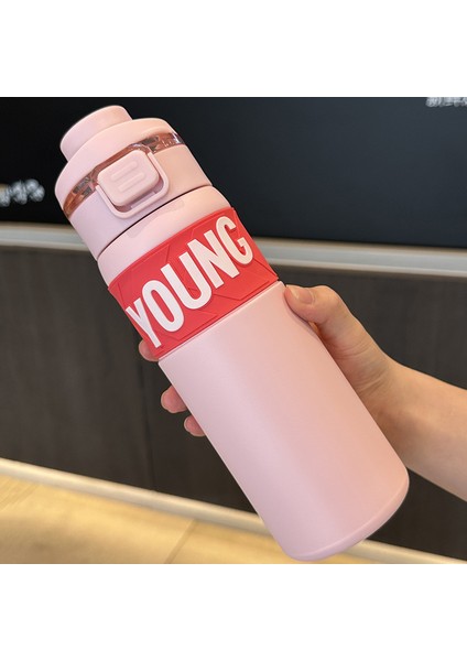 650 ml Yeni Taşınabilir Spor Yüksek Değerli Su Bardağı 304 Paslanmaz Çelik Termos Bardak Çift Içecek Yumuşak Saman Sıçrayan Bardak (Yurt Dışından)