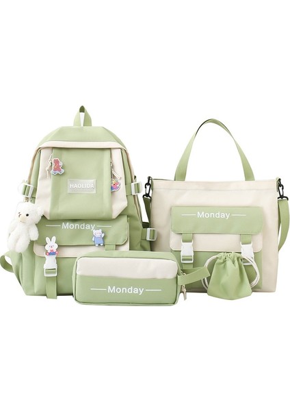 Ilkokul Öğrencileri, Ortaokul Öğrencileri Için Japon Büyük Kapasiteli Okul Çantası, Yeni Moda Dört Parçalı Set, Kore Tarzı Ins Tarzı Gündelik Sırt Çantası (Yurt Dışından)