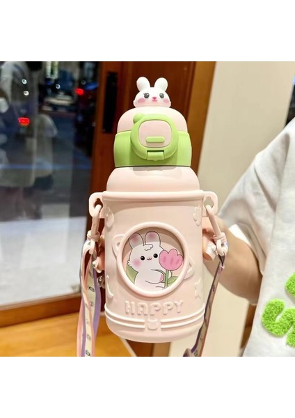 500ML Yeni Çocuk Termos Bardak 316 Paslanmaz Çelik Gıda Sınıfı Yüksek Görünümlü Pipetli Bardak Öğrenci Termos Bardak (Yurt Dışından)