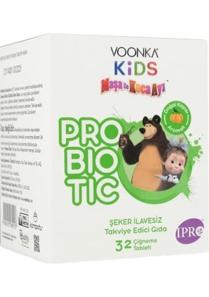 Kids Maşa ile Koca Ayı Probiyotik 32 Çiğneme Tableti