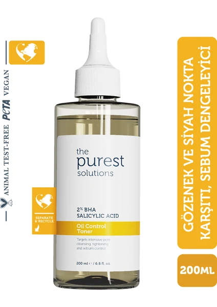 The Purest Solutions,Yağlı Ve Karma Cilt Sivilce Ve Siyah Nokta , Gözenek  Salisilik Asit Tonik 200 ml