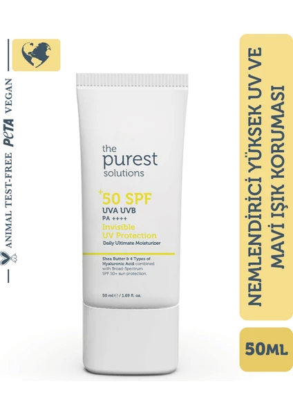 The Purest Solutions, Yüksek Koruma ve Nemlendirici Etkili Güneş Koruyucu Krem SPF 50, 50 ml