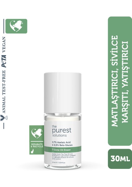 The Purest Solutions Yağlı Ciltler için Anında Matlaştırıcı ve  Yüz Bakım Maskesi T-Zone 10 Ml