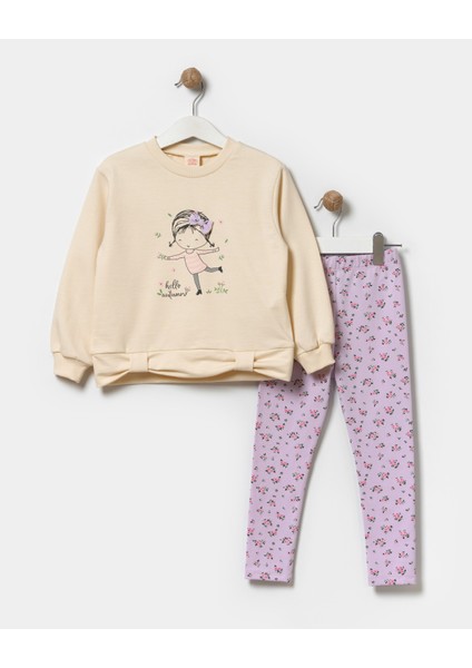 Kız Çocuk Çiçekli Sweatshirt ve Tayt Pamuklu Alt Üst Takım fiyatları