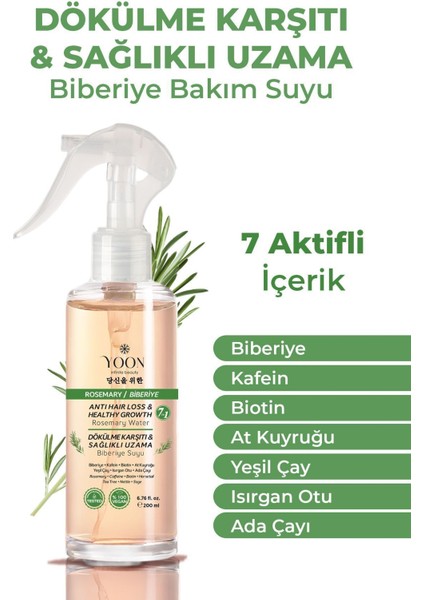 Hızlı Saç Uzaması, Dökülme Kaşıtı, 7 Aktifli Biberiyeli Saç Bakım Suyu 200 ml + Biberiyeli Şampuan 400 ml