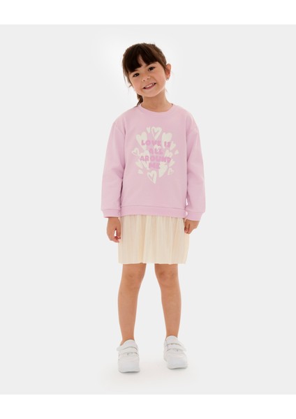 Kız Çocuk Piliseli Sweatshirt Elbise