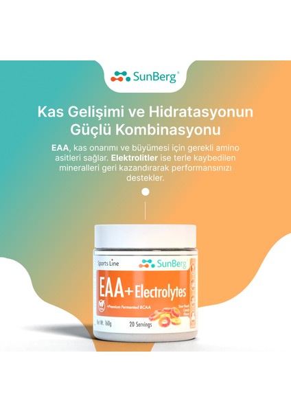 Eaa+Elektrolit Sour Peach Candy Tadında (5 Gram Eaa 4 Gramı Bcaa 2:1:1)