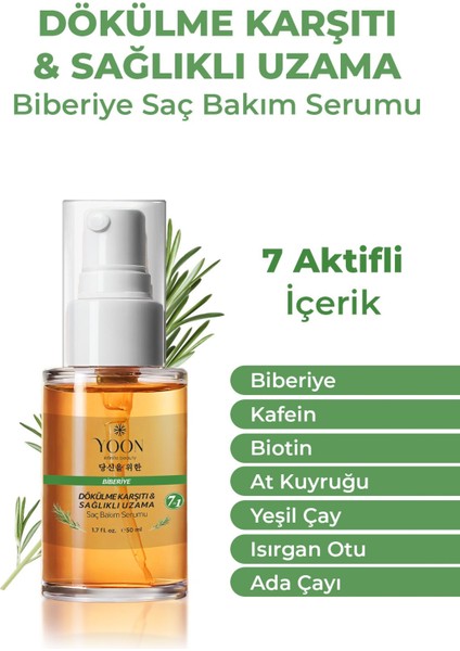 2'li Set Saç Dökülme Karşıtı, Hızlı Saç Uzatma, 7 Aktifli Biberiyeli Saç Serumu 50ML & Şampuan 400ML