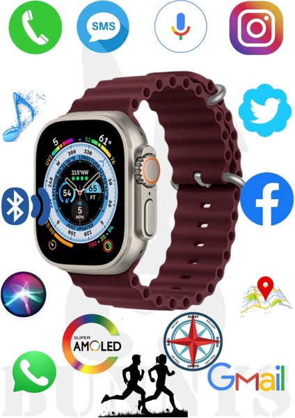 Apple iPhone 11 Uyumlu Akıllı Saat Amoled Ekran Watch 8 Ultra 49MM Hk8 Pro Max