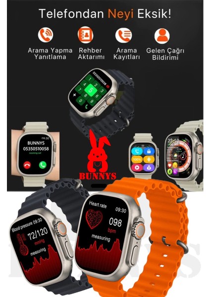 Apple iPhone 11 Uyumlu Akıllı Saat Amoled Ekran Watch 8 Ultra 49MM Hk8 Pro Max