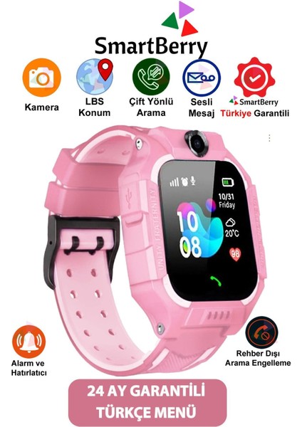 Z2 Lbs Konumlu Akıllı Çocuk Takip Saatilı Arama, Kameralı, Gizli Dinleme Özellikli -Pembe fiyatları