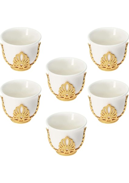 Ahsen Gold Renk Mırra – Kahve Porselenli Fincan Takımı