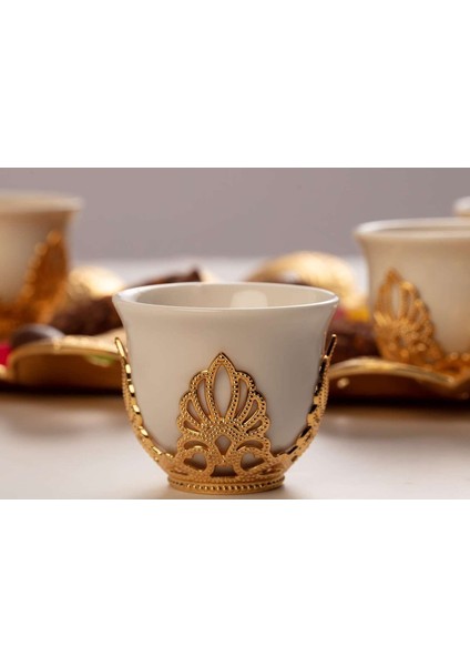 Ahsen Gold Renk Mırra – Kahve Porselenli Fincan Takımı