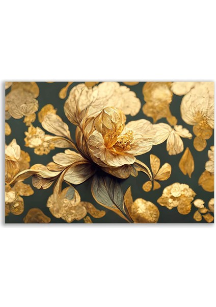 Altın Rengi Gold Çiçekler Tablosu - FLR104