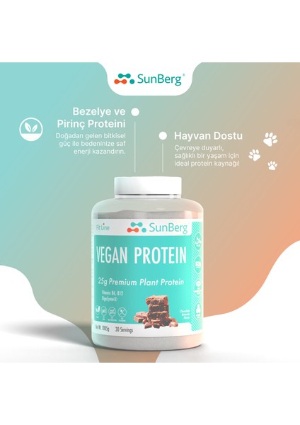 Vegan Protein Çikolata Aromalı-30 Porsiyon (25 G Bezelye Ve Pirinç Proteini)