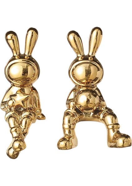 Tavşan Heykelleri Figü Oturma Odası Kitaplık Odası Heykelleri Altın (Yurt Dışından)