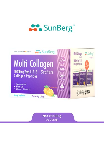 Multi Kolajen 30 Saşe Tip 1, 2, 3, Hyaluronik Asit, Biotin, Çinko