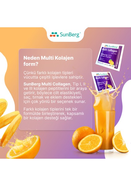 Multi Kolajen 30 Saşe Tip 1, 2, 3, Hyaluronik Asit, Biotin, Çinko