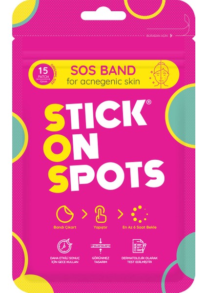 Stick On Spots Sos Band - 15 Adet Sivilce Akne Patch x5 Sos Bant