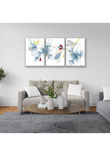 Dekoratif Çiçekler Minimal 3lü Set Tablosu - MNT103