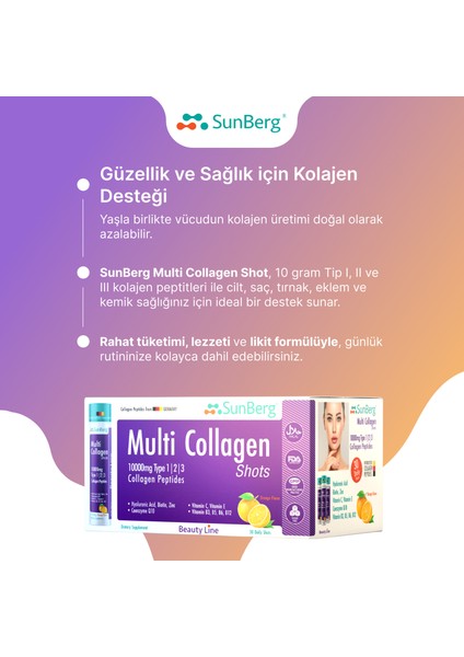 Multi Kolajen 30 Shot Tip 1, 2, 3, Hyaluronik Asit, Biotin, Çinko