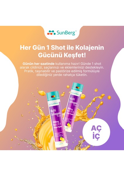 Multi Kolajen 30 Shot Tip 1, 2, 3, Hyaluronik Asit, Biotin, Çinko