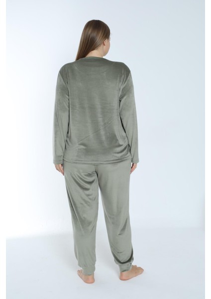 Kadın Kışlık C'est La Vie Kadife Battal Pijama Takımı