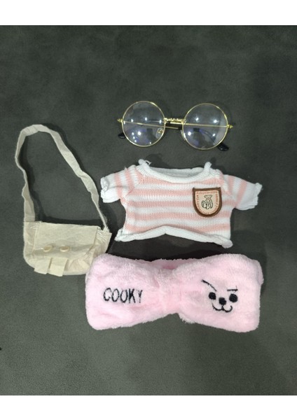 Kawai Lalafanfan Beyaz Renk Peluş Ördek 30 cm Kıyafetli Gözlüklü Oyuncak
