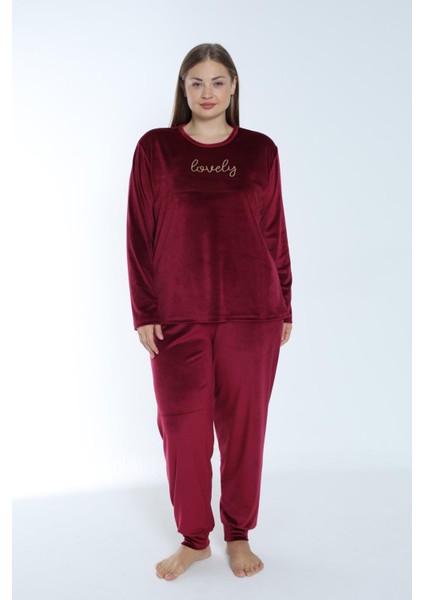 Kadın Kışlık Lovely Kadife Battal Pijama Takımı