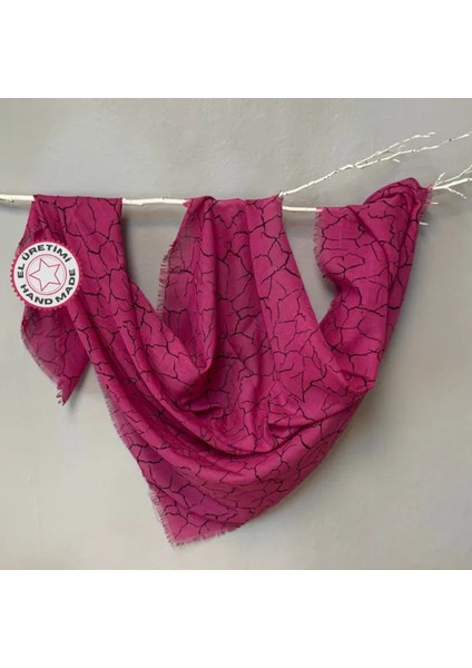 El Yapımı Pigment Flamlı Eşarp - Pembe