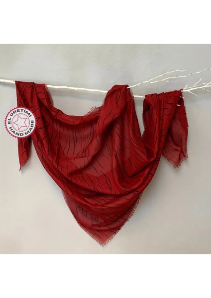 El Yapımı Pigment Flamlı Eşarp - Bordo