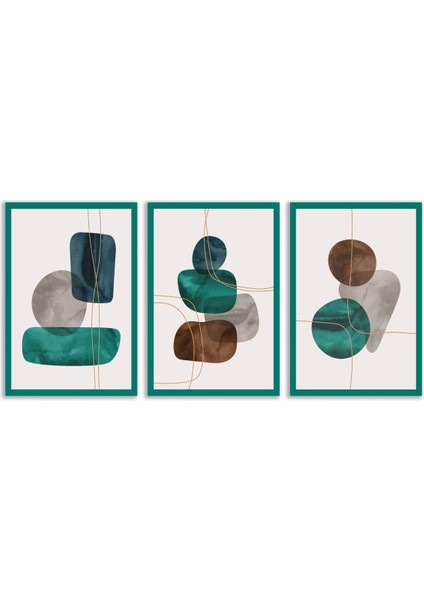 Dekoratif Bohem Retro Art Minimal 3lü Set Tablosu - MNT114