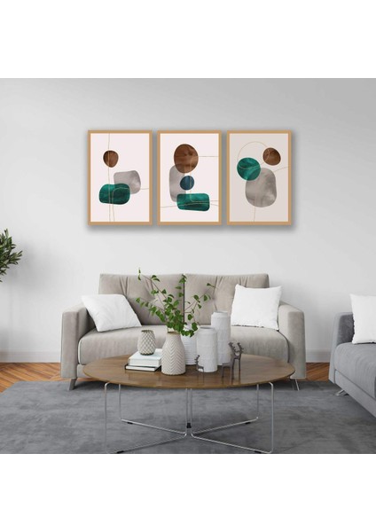 Dekoratif Bohem Retro Art Minimal 3lü Set Tablosu - MNT115