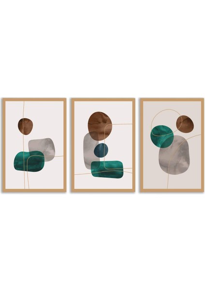Dekoratif Bohem Retro Art Minimal 3lü Set Tablosu - MNT115