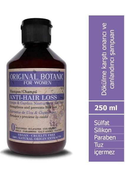 ORIGINAL BOTANIC Dökülme Karşıtı Vegan Şampuan Kadın 250ml