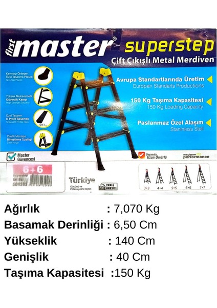 First Master Superstep 6+6 Çift Çıkışlı Metal Merdiven