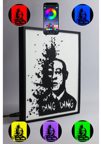 Gus Fring Breaking Bad - Rgb Led Işıklı 3 Boyutlu Tabela - 16cm X 20cm X 2cm (Bluetooth Kontrollü)