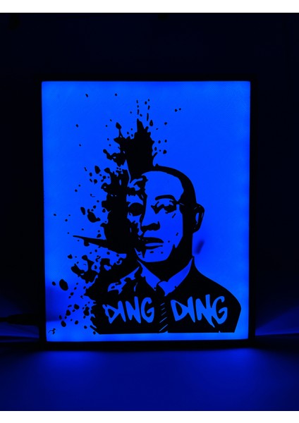 Gus Fring Breaking Bad - Rgb Led Işıklı 3 Boyutlu Tabela - 16cm X 20cm X 2cm (Bluetooth Kontrollü)