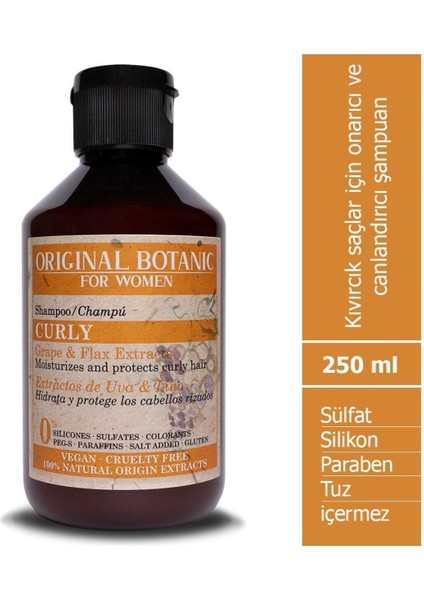 ORIGINAL BOTANIC Kıvırcık Saçlara Özel Vegan Şampuan Kadın 250ml
