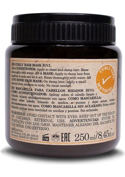 ORIGINAL BOTANIC Kıvırcık Saçlara Özel Vegan Maske Kadın 250ml