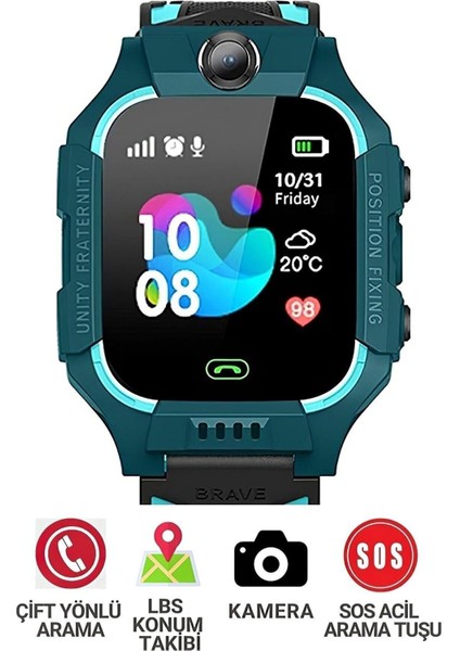 Lbs Konumlu Akıllı Çocuk Takip Saatilı Arama, Kameralı, Gizli Dinleme Özellikli Q19 - Yeşi fiyatları