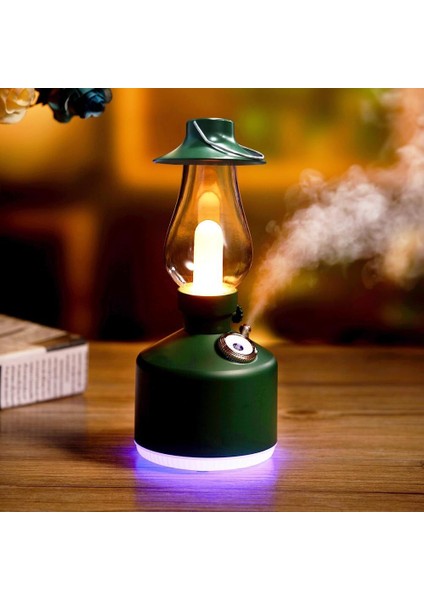 Ultrasonik Hava Nemlendirici Vintage Şarjlı LED Işıklı Buhar Makinesi Aroma Difüzör 280ML