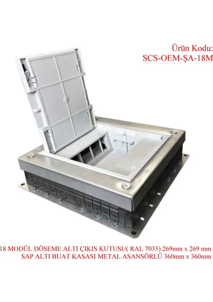 Döşeme Altı - Şap Altı Priz Çıkış Kutusu 18MODÜL ( Şap Altı Kasa Dahil )