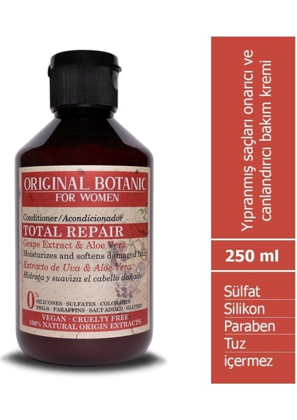 ORIGINAL BOTANIC Komple Onarıcı Vegan Saç Kremi Kadın 250ml