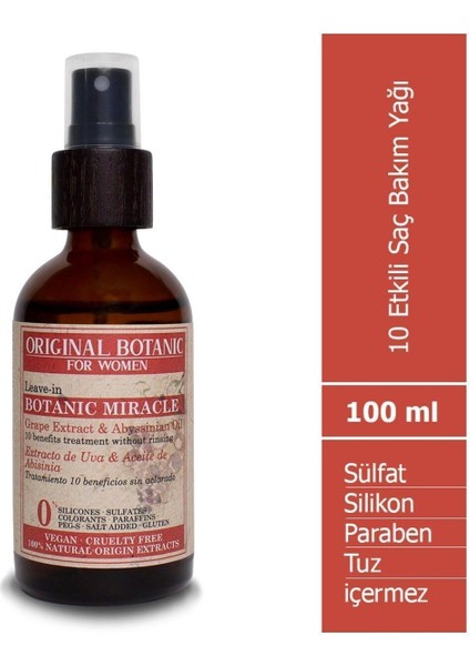 ORIGINAL BOTANIC 10 Etkili Vegan Saç Bakım Yağı Kadın 100ml