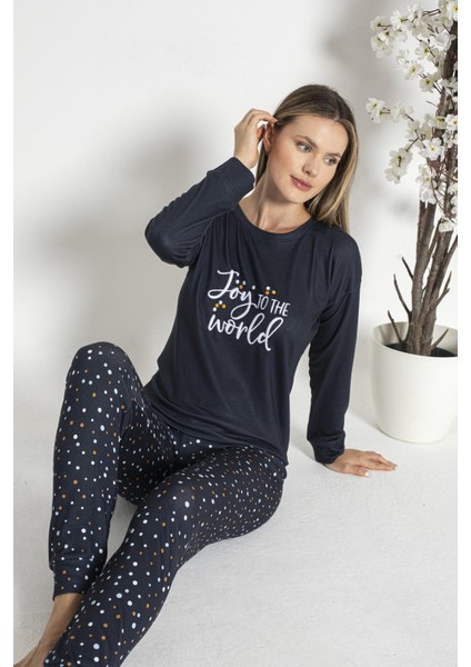 Kadın Kışlık Puantiyeli Termal Pijama Takımı modelleri